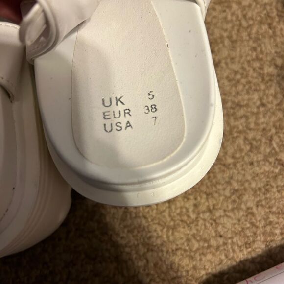 New faux Leather White Chunky Platform Sandals 10 crossover Straps - Picture 8 of 9